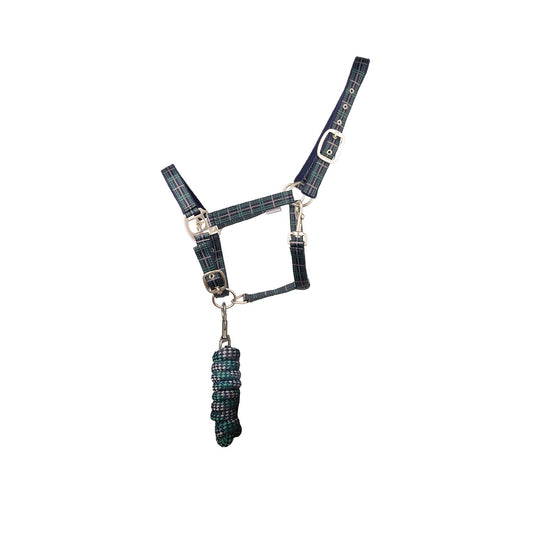 Hy Equestrian Tartan Headcollar with Lead Rope