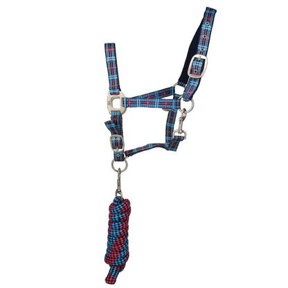 Hy Equestrian Tartan Headcollar with Lead Rope