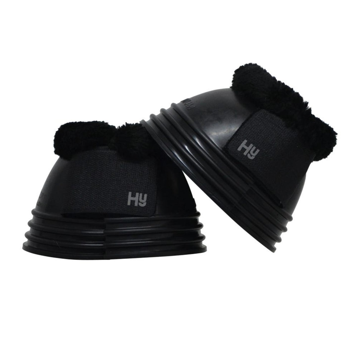 Hy Equestrian Ringed Fleece Topped Over Reach Boots Black - Xlarge