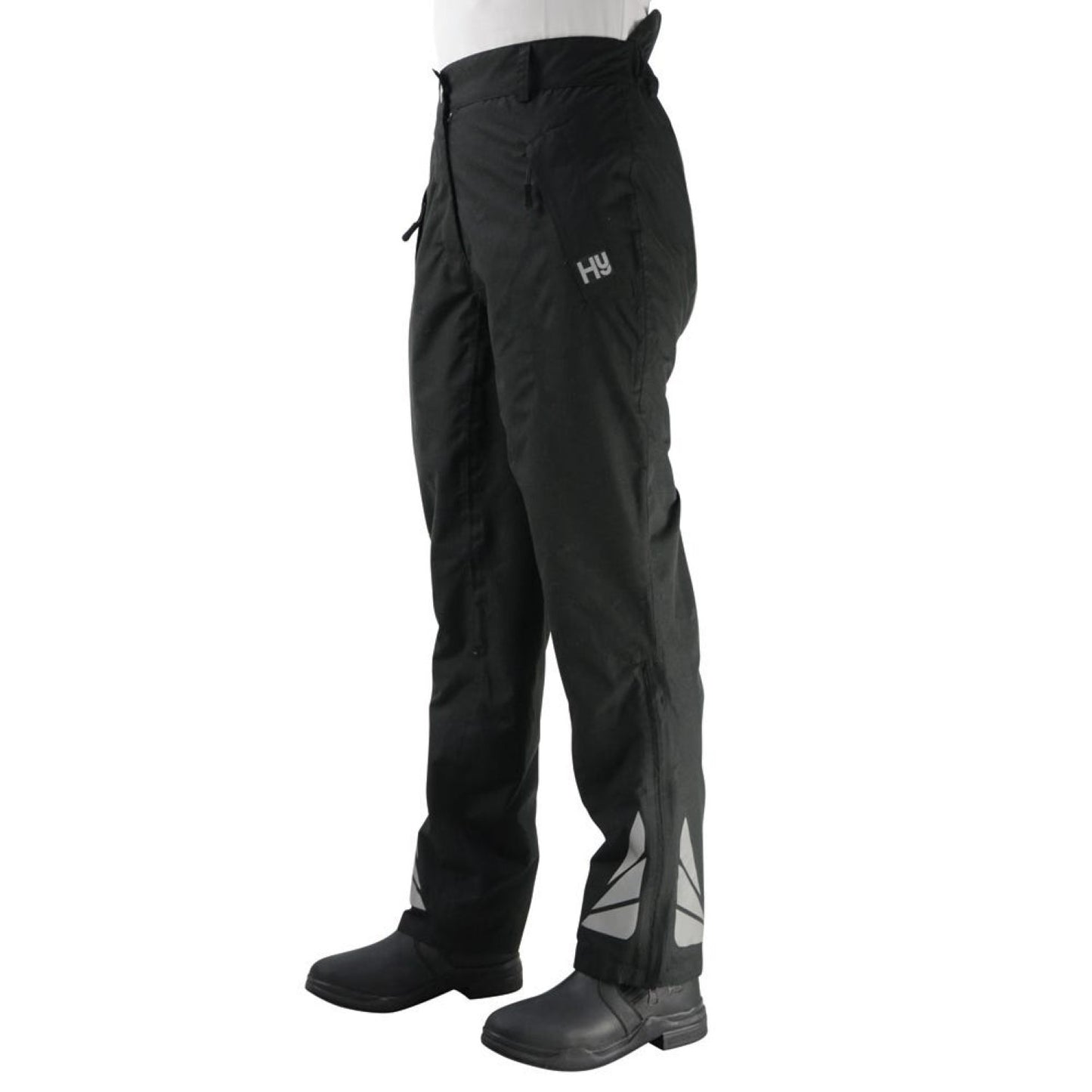Hy Equestrian Waterproof Reflective Over Trousers Adult Black - Large