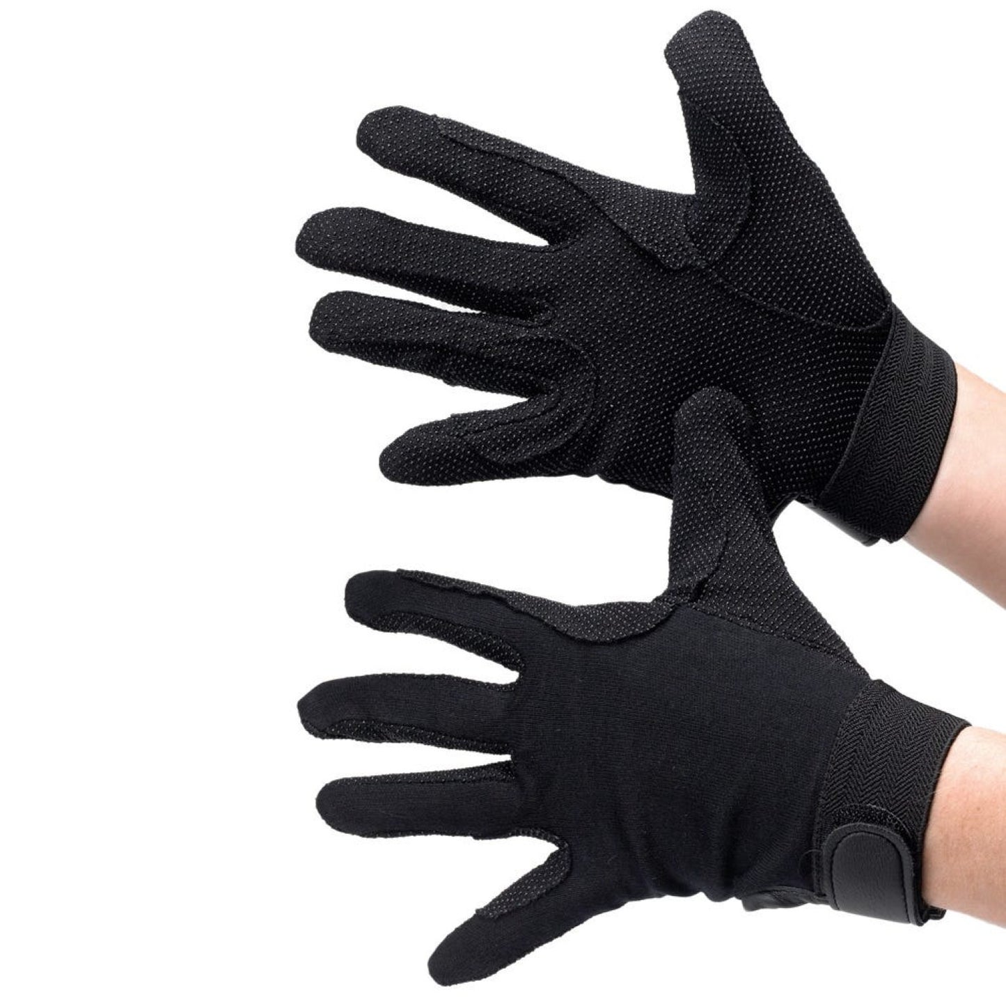 Hy Equestrian Cotton Pimple Palm Gloves Black - Xxxsmall