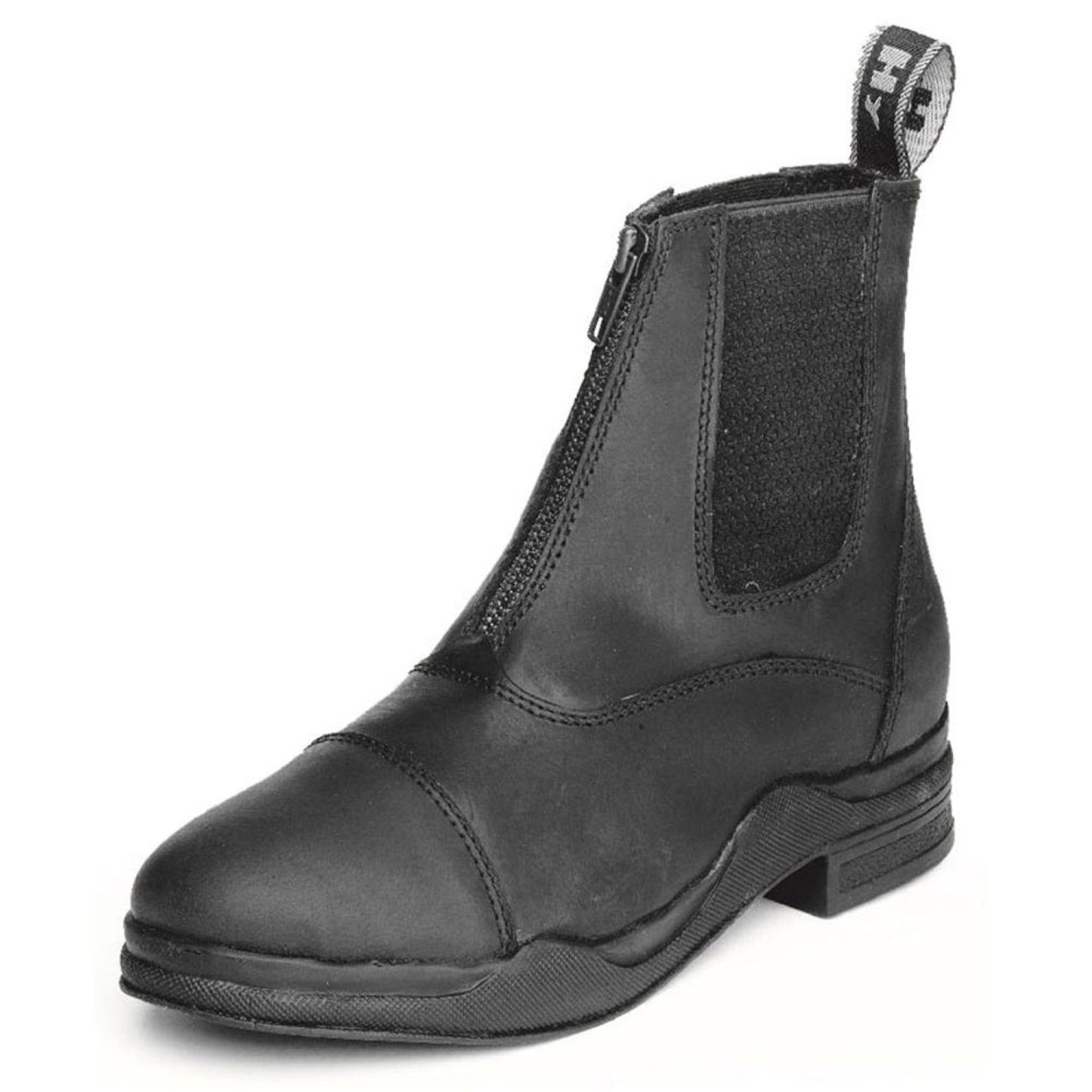 Hy Equestrian Wax Leather Zip Boots Black - Size 7