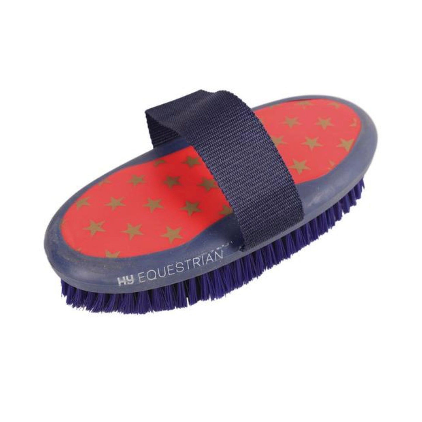 ProGroom Star Easy Grip Body Brush by Hy Equestrian Navy/Red