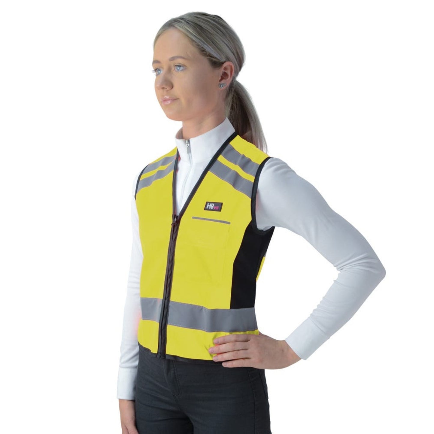 Reflector Waistcoat Please Pass Wide & Slow by Hy Equestrian Yellow - Xxlarge