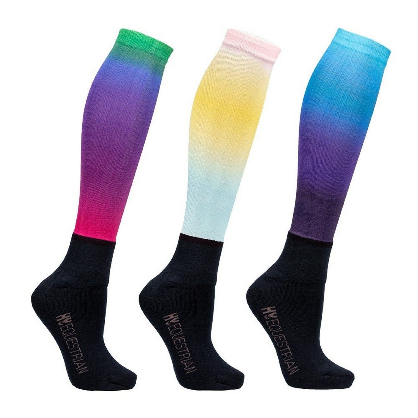 Hy Equestrian Ombre Socks Navy/Ombre - Adult (4-8) x 3 Pairs