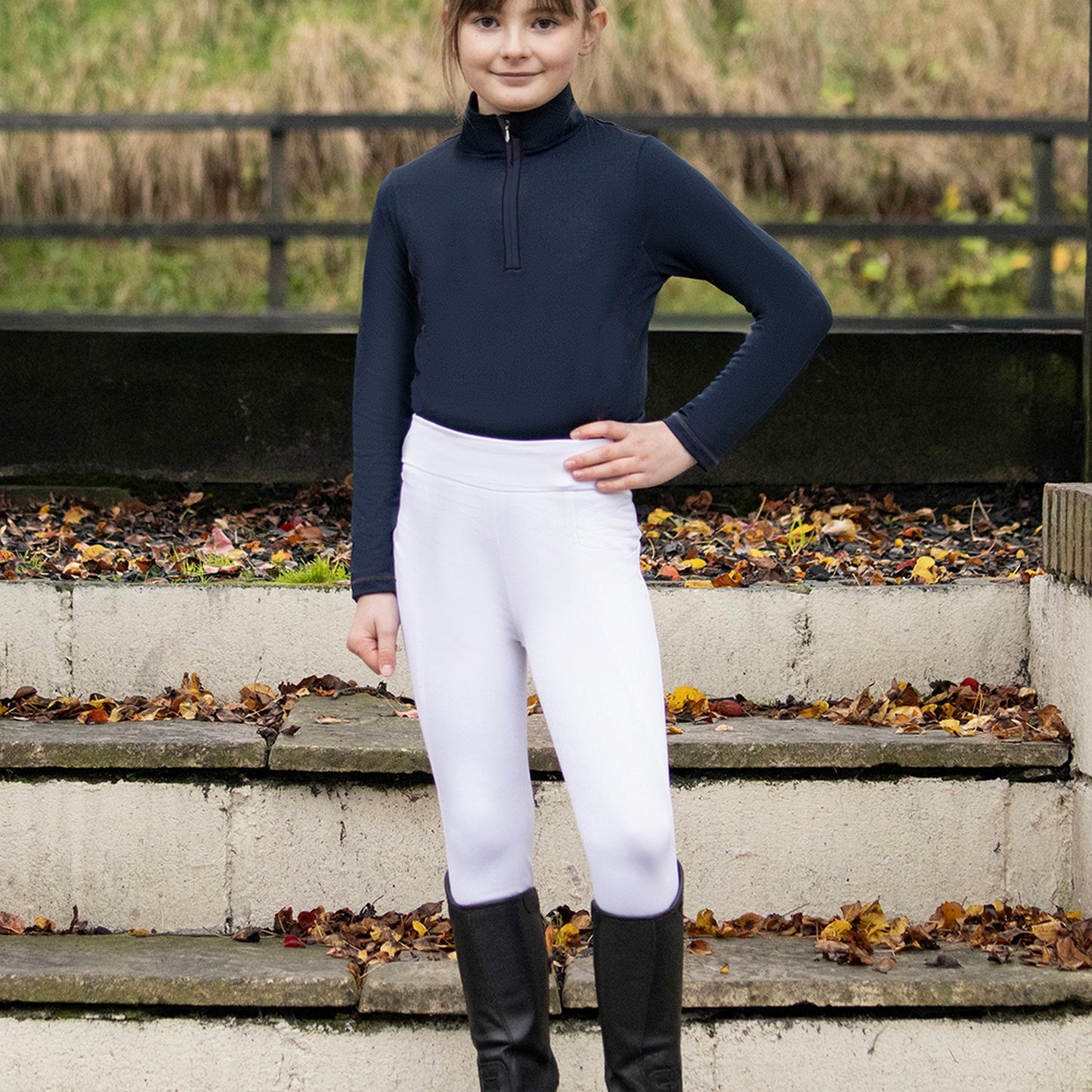 Hy Equestrian Melton Riding Tights Child White - 5/6 Years