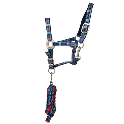 Hy Equestrian Tartan Headcollar with Lead Rope