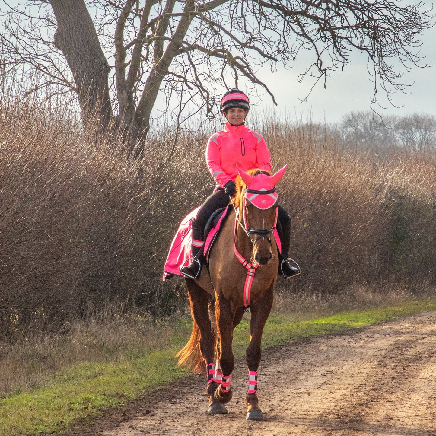 Reflector Arm/Leg Wraps by Hy Equestrian Pink