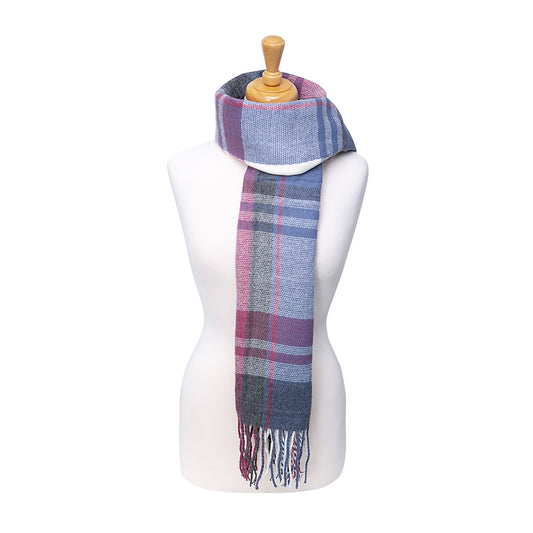 Hy Equestrian Supersoft Tartan Scarf Ladies Grape/Riviera/White