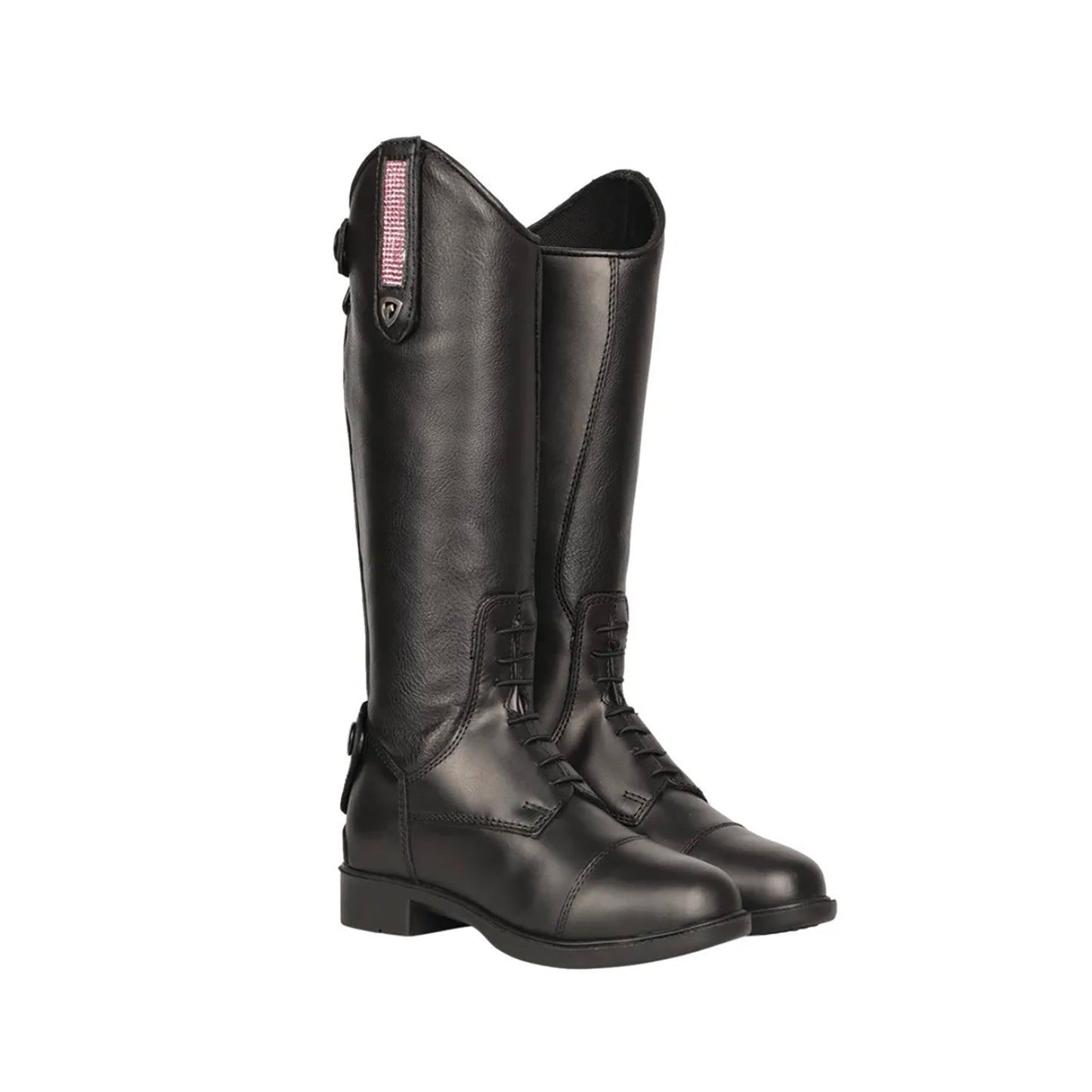 Hy Equestrian Cascano Riding Boots Child Black/Pink Diamante - Size 2