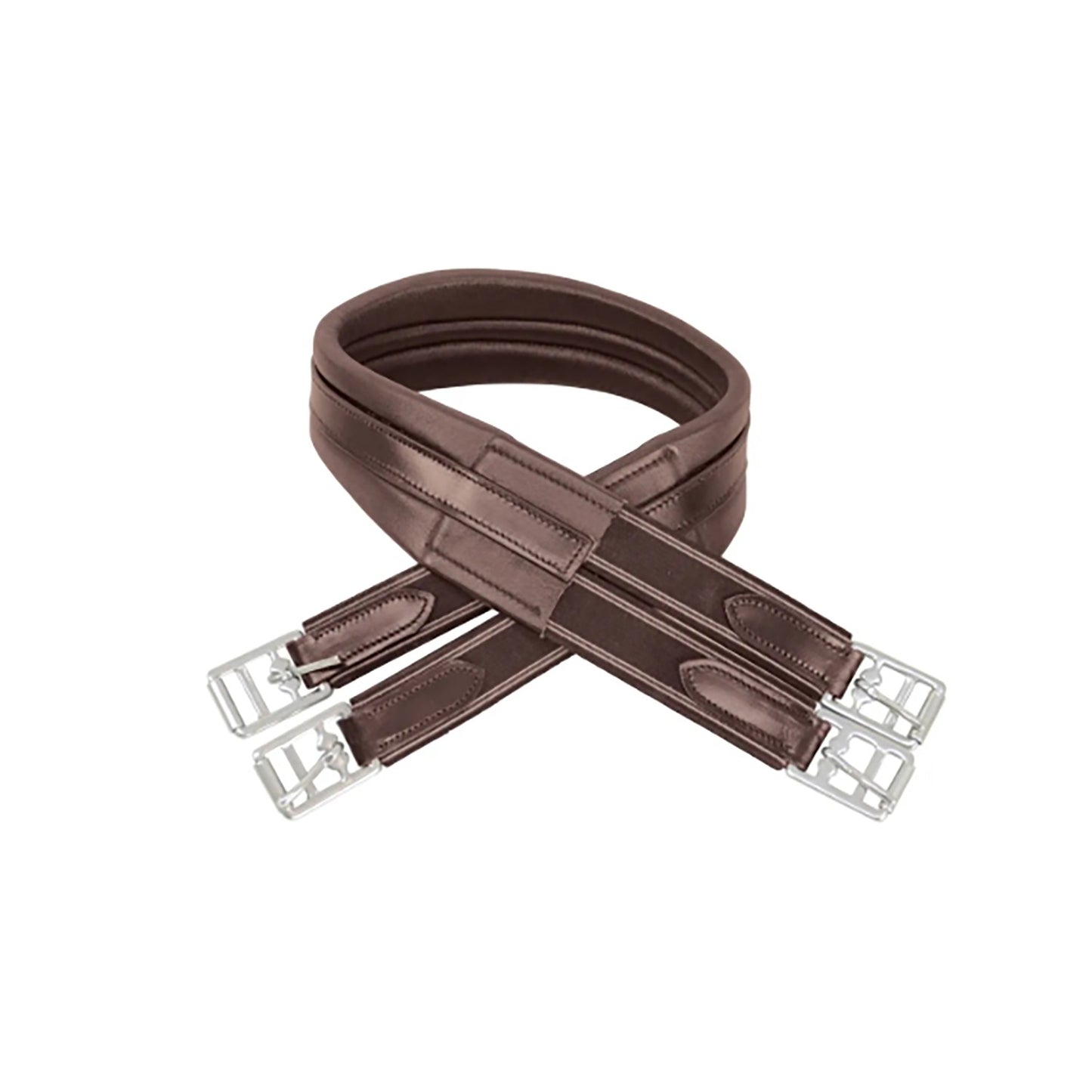 Hy Equestrian Leather Padded Atherstone Girth Elasticated Both Ends Brown - 54"