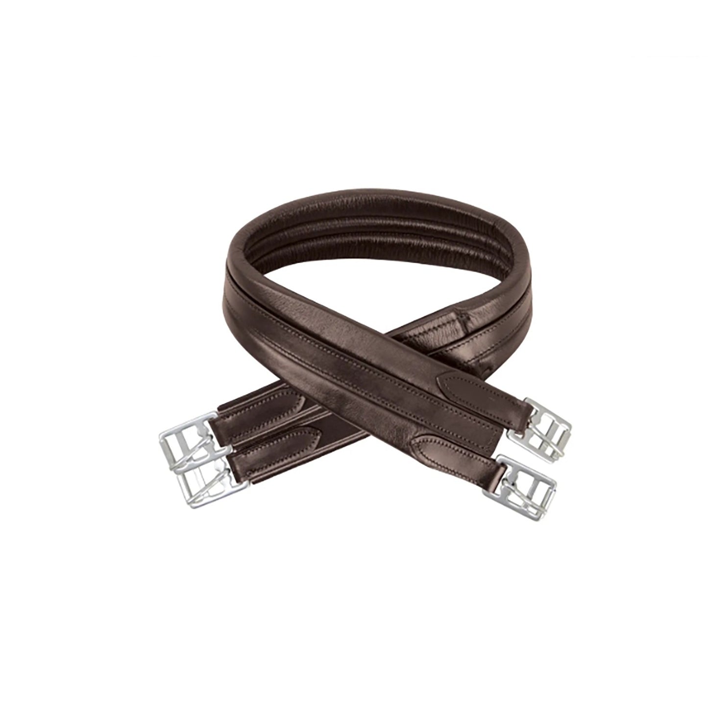 Hy Equestrian Leather Padded Atherstone Girth Elasticated One End Brown - 36"