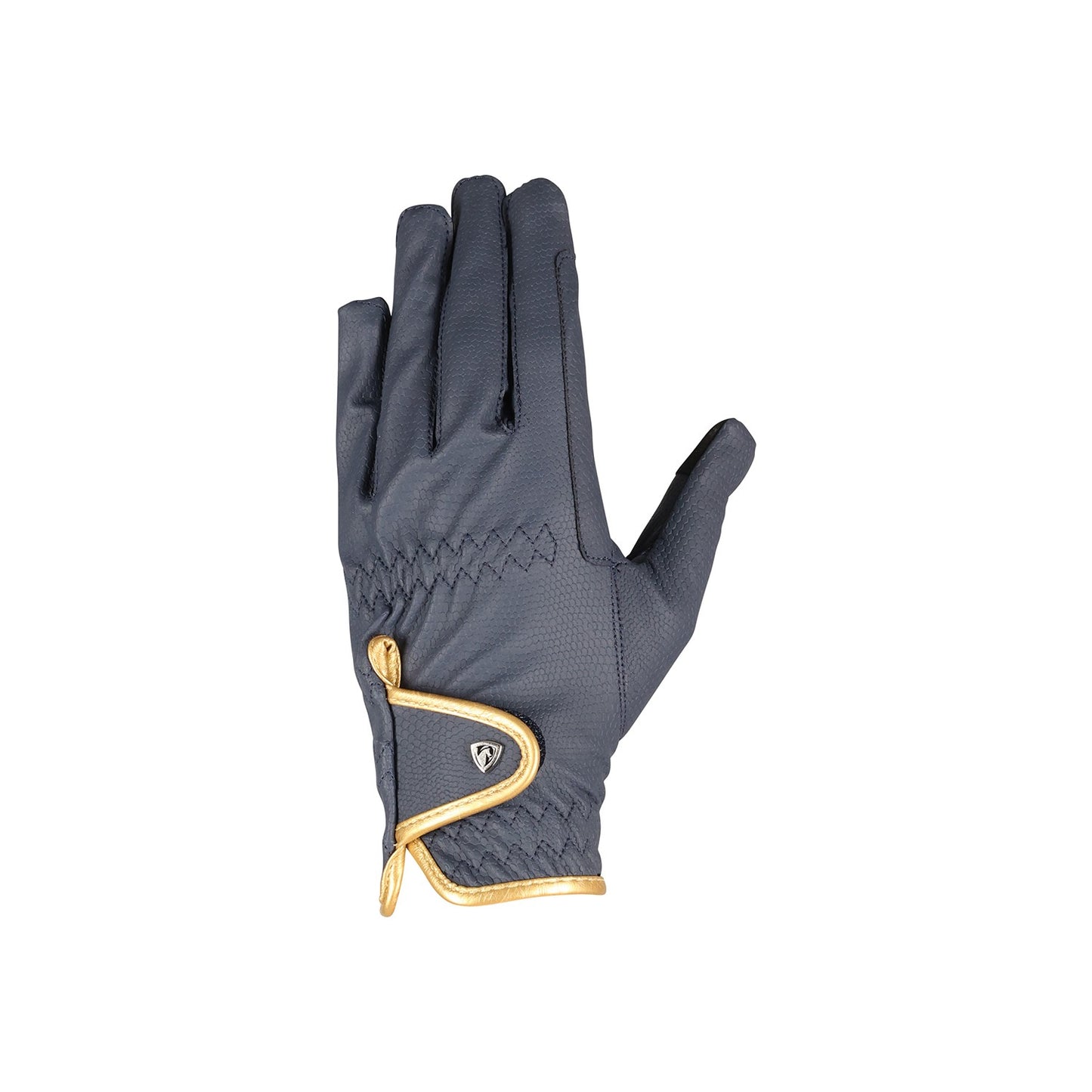 Hy Equestrian Cottenham Elite Riding Gloves Navy/Gold - Medium