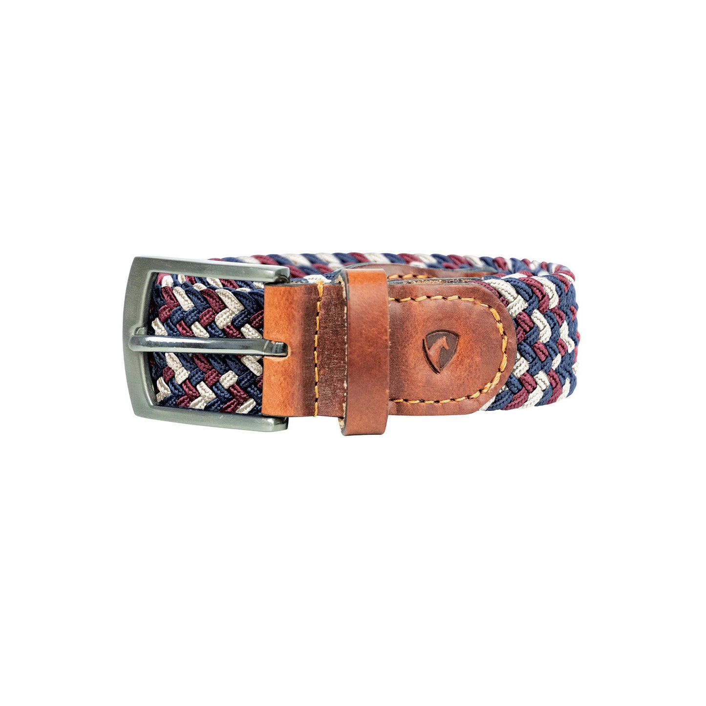 Hy Equestrian Woven Elastic Belt Navy/Wine - Small/Medium
