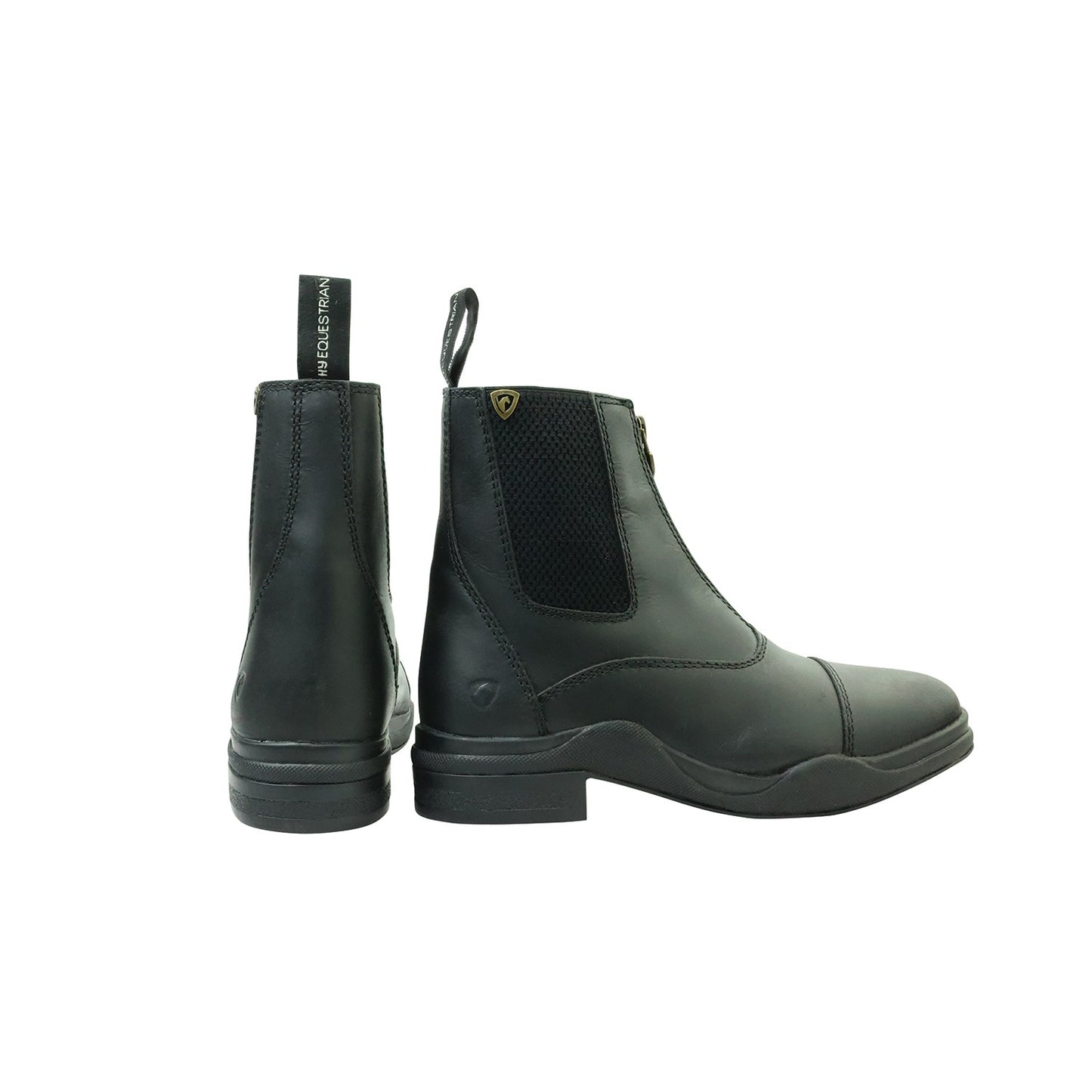 Hy Equestrian Wax Leather Zip Boots Child Black - Size 2 (34)