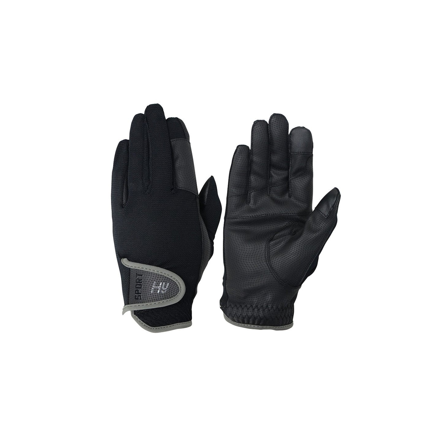 Hy Equestrian Sport Dynamic Lightweight Riding Gloves Black/Charcoal  - Large