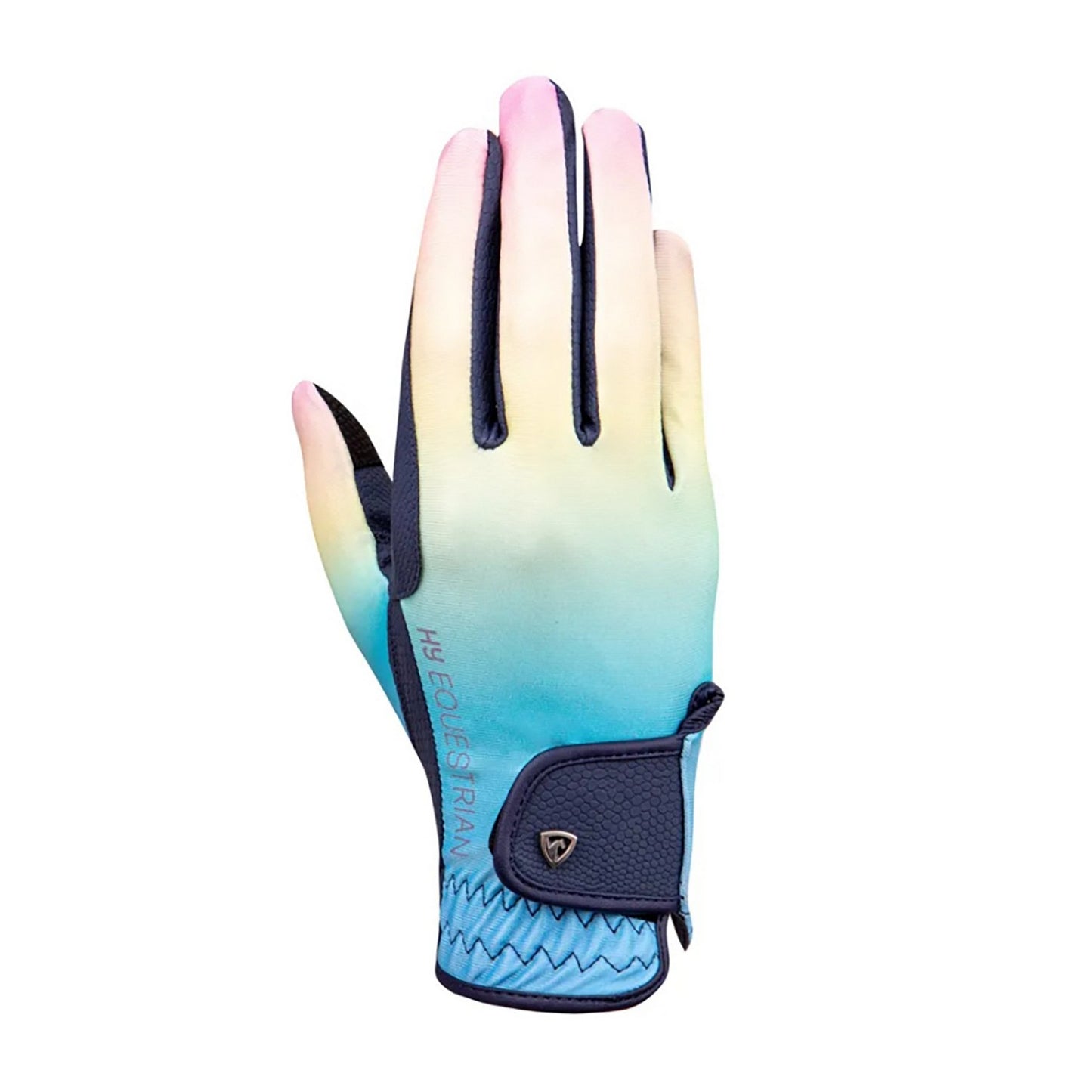 Hy Equestrian Ombre Riding Gloves Navy/Pastel - Large