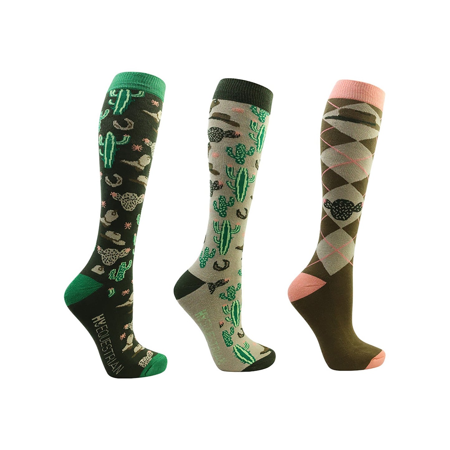 Hy Equestrian Wild Wild West Socks Insense/Hazel - Adult (4-8) x 3 Pack