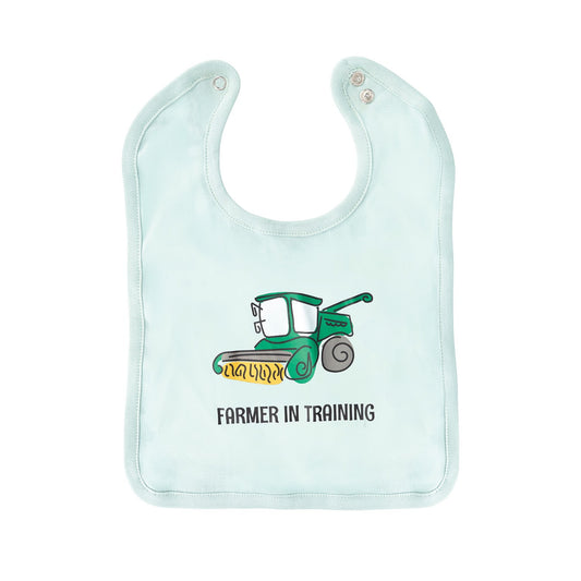 Mini Tots Baby Bib Farmer In Training Green