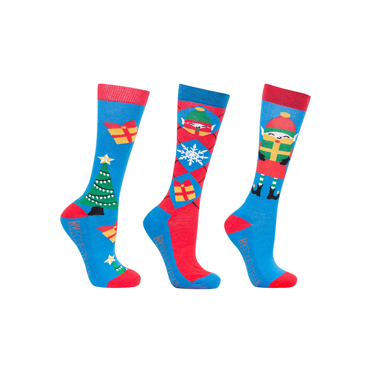 Hy Equestrian Jolly Elves Socks  x 3 Pairs
