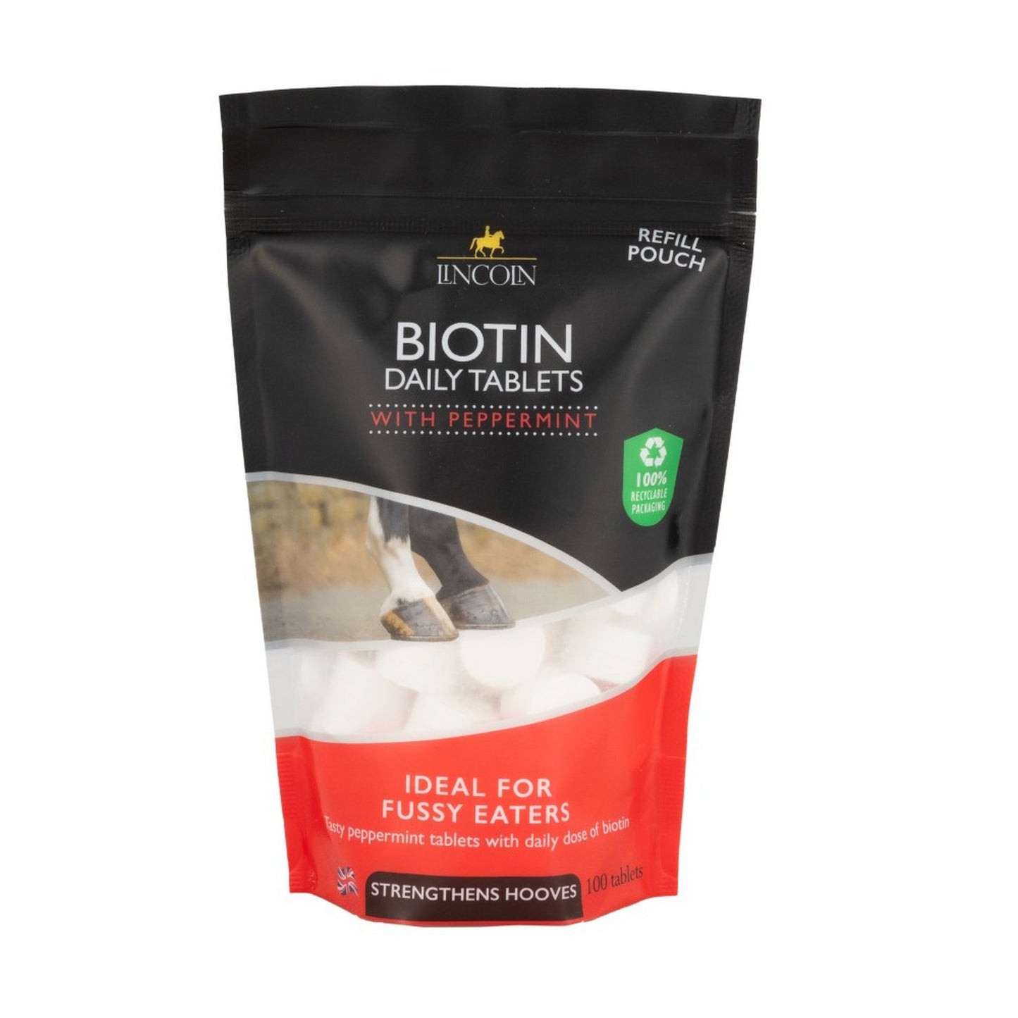 Lincoln Biotin Daily Tablets Peppermint - 100 Tablets Refill Pouich