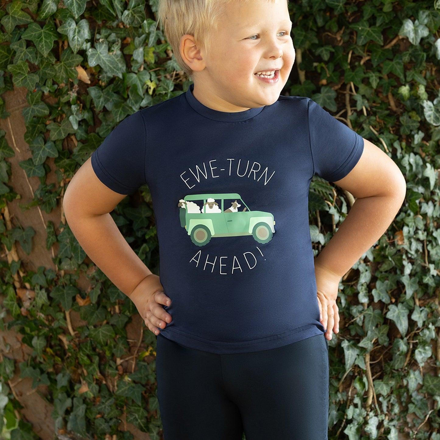 Ewe-Turn Ahead Collection T-Shirt by Little Knight Navy - 3-4 Years