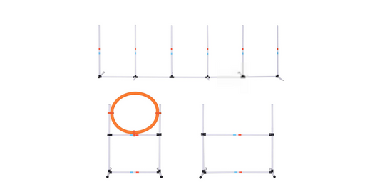 PawHut Dog Agility Set White, Yellow 650 mm x 3280 mm x 9450 mm