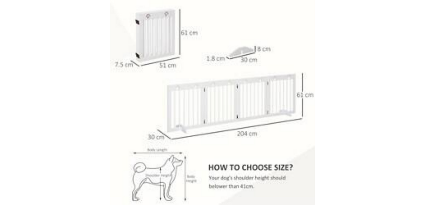 PawHut Pet Gate D06-084 610 x 2040 x 300 mm White