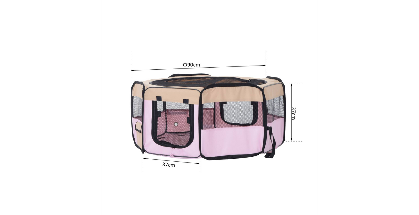PawHut Pet Playpen 5663-1262 410 x 900 x 900 mm Pink