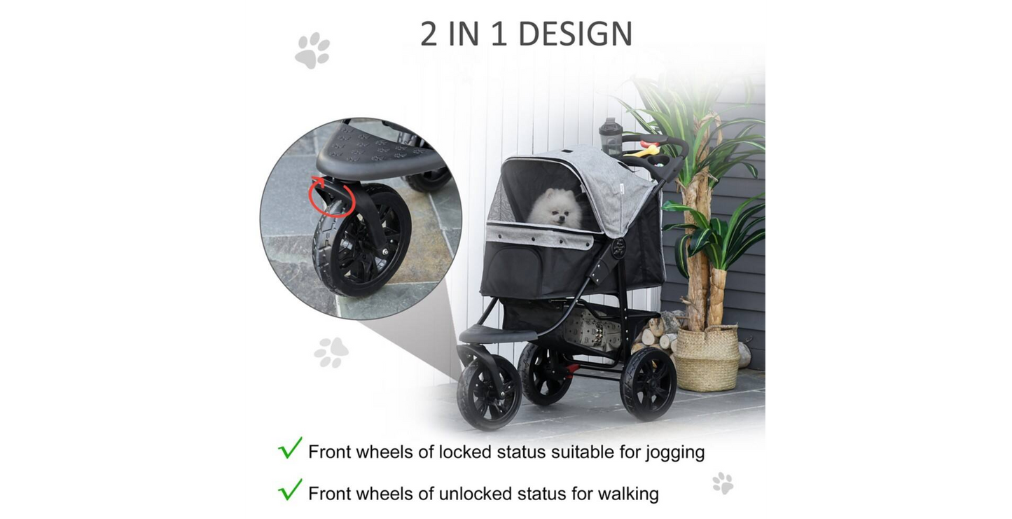 PawHut Pet Stroller D00-108V01GY 1065 x 1095 x 545 mm Grey