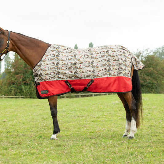 StormX Original 50g Turnout Rug Thelwell Comic Chaos Taupe/Red