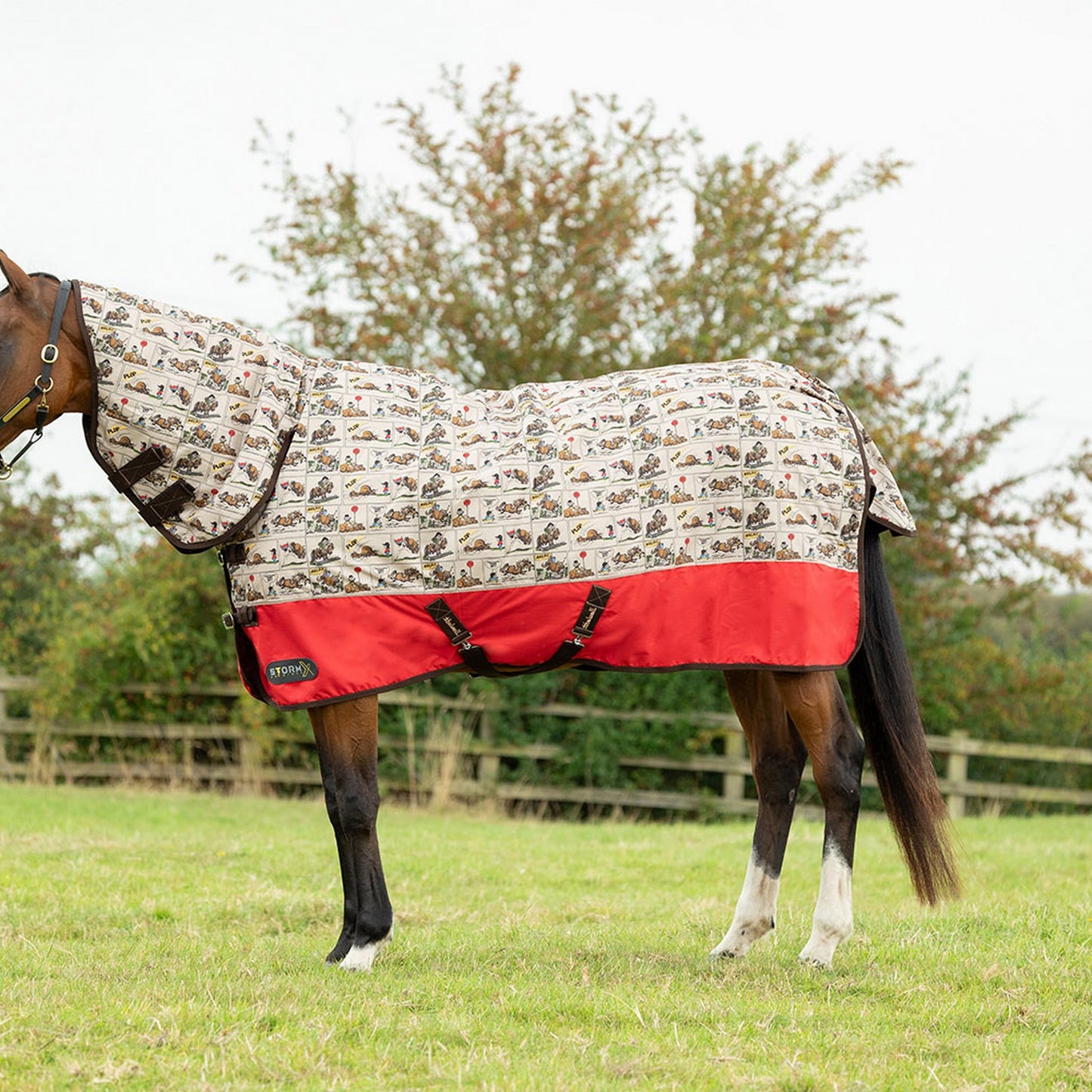 StormX Original 200g Combi Rug Thelwell Comic Chaos Taupe/Red