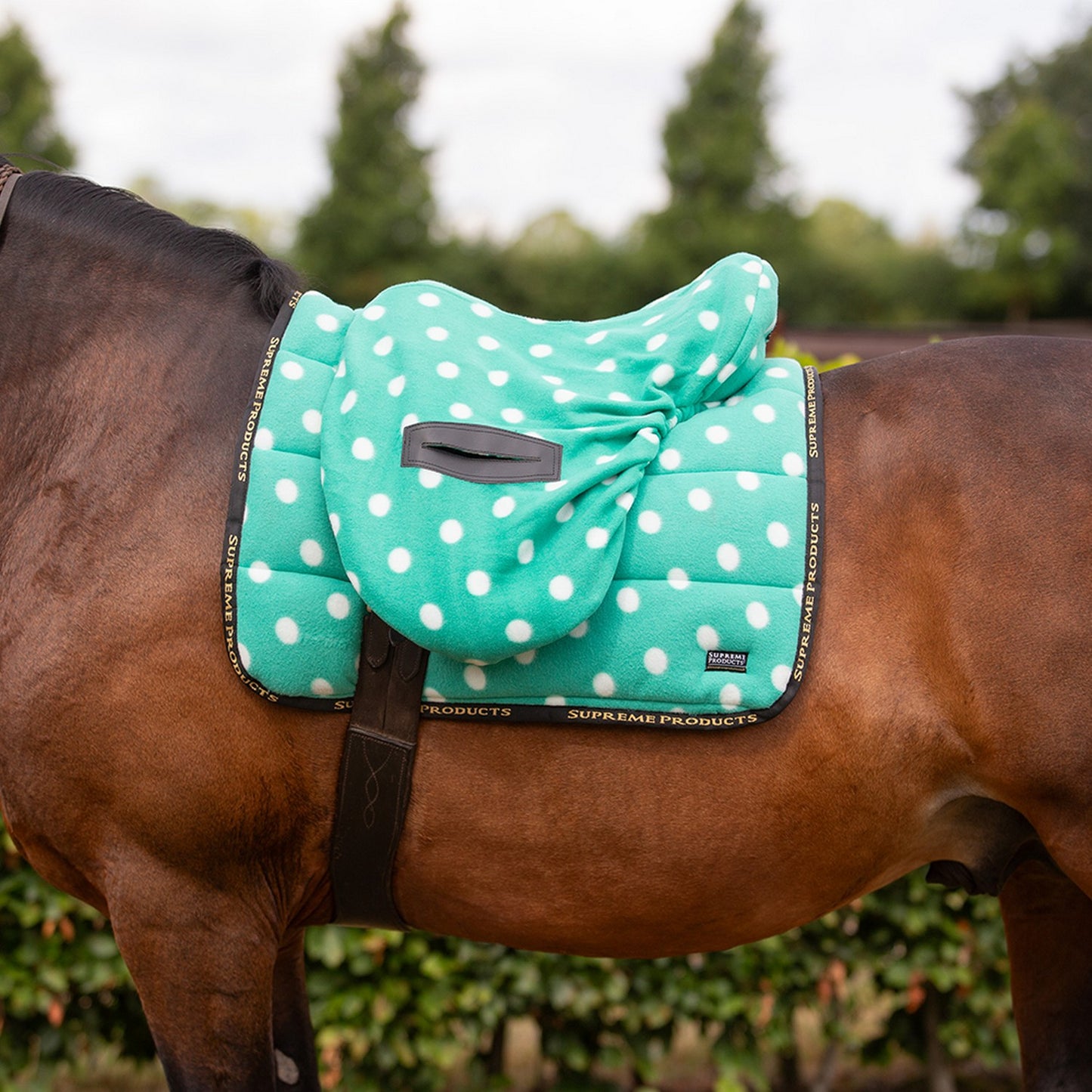 Supreme Products Dotty Fleece Ride On Saddle Cover Gorgeous Green