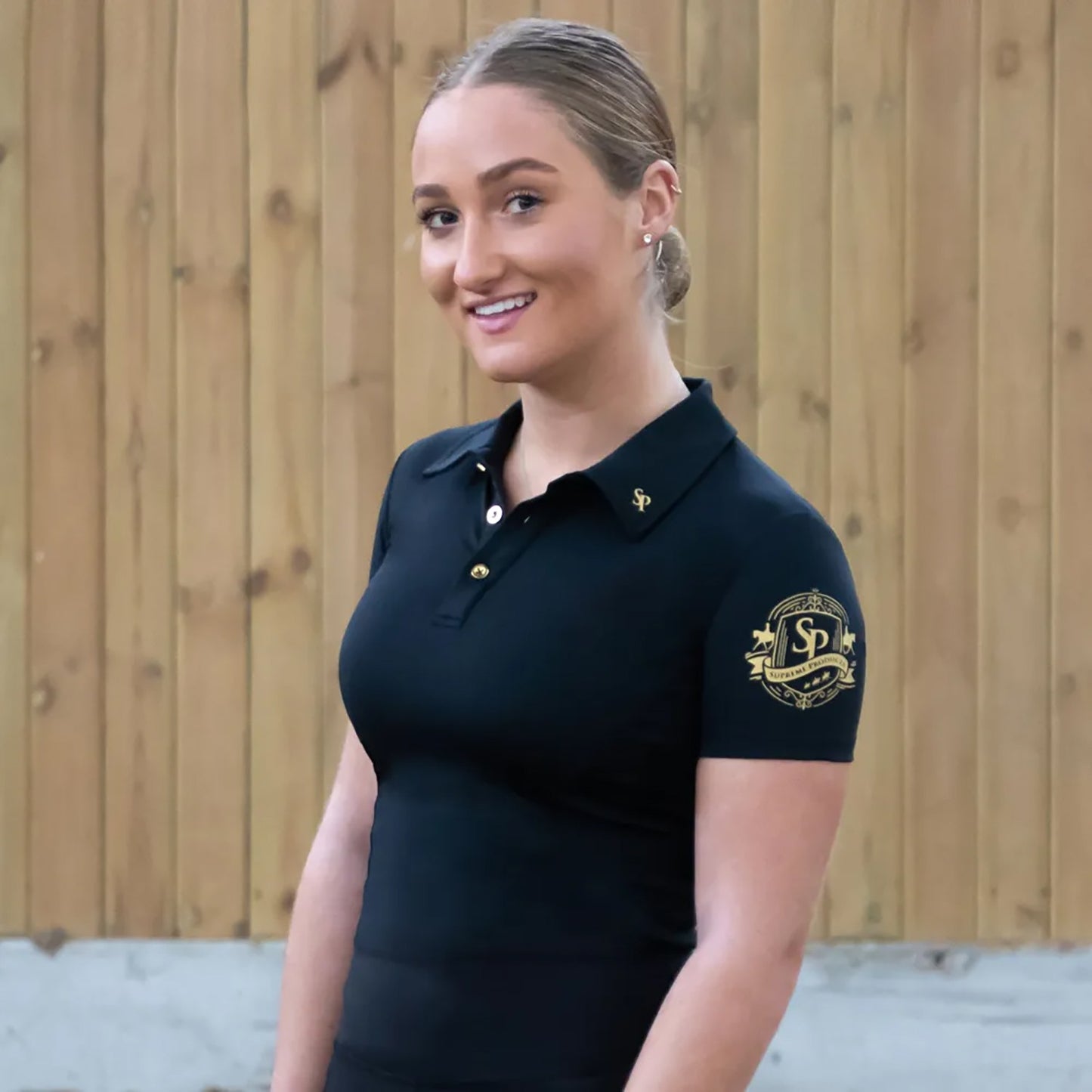 Supreme Products Active Show Rider Polo Shirt Black/Gold - X X Large