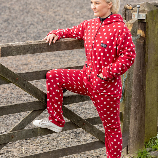 Supreme Products Adults Dotty Fleece Onesie Rich Raspberry - Large
