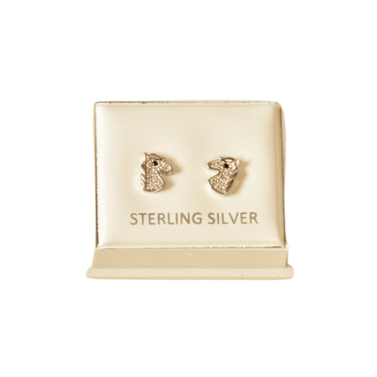 Sterling Silver Crystal Unicorn Earrings