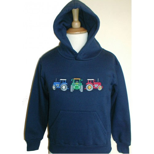 British Country Collection Three Tractors Childrens Hoodie