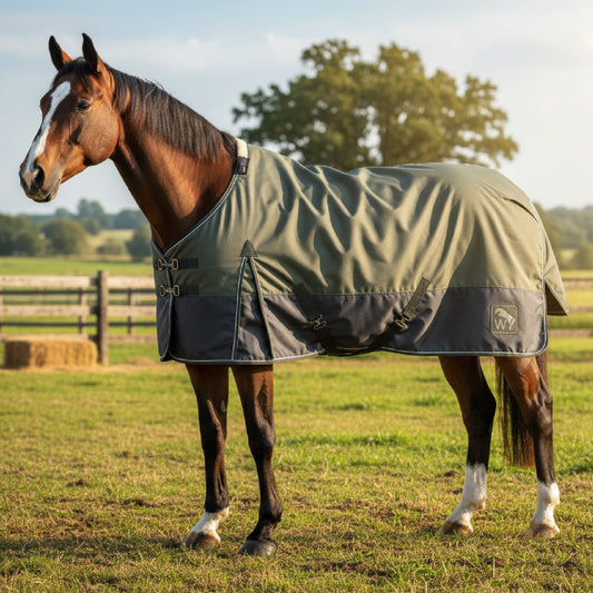W-Horse WHR7 100g Standard Turnout Rug Olive/Grey