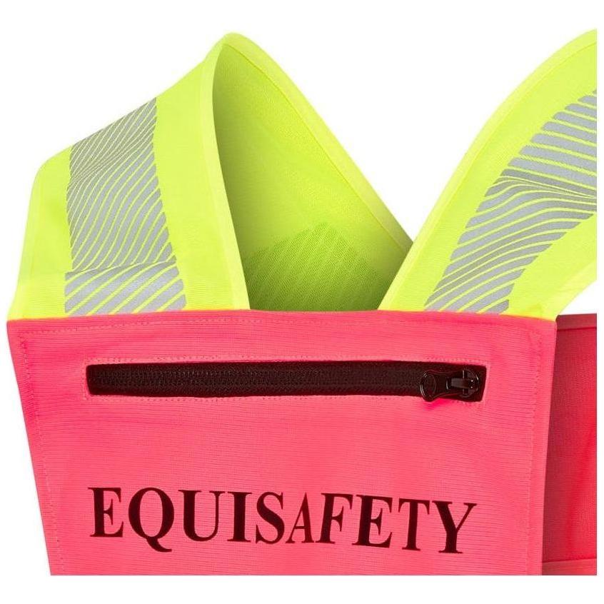 Equisafety Adjustable Reflective Harness with pocket - PINK/YELLOW