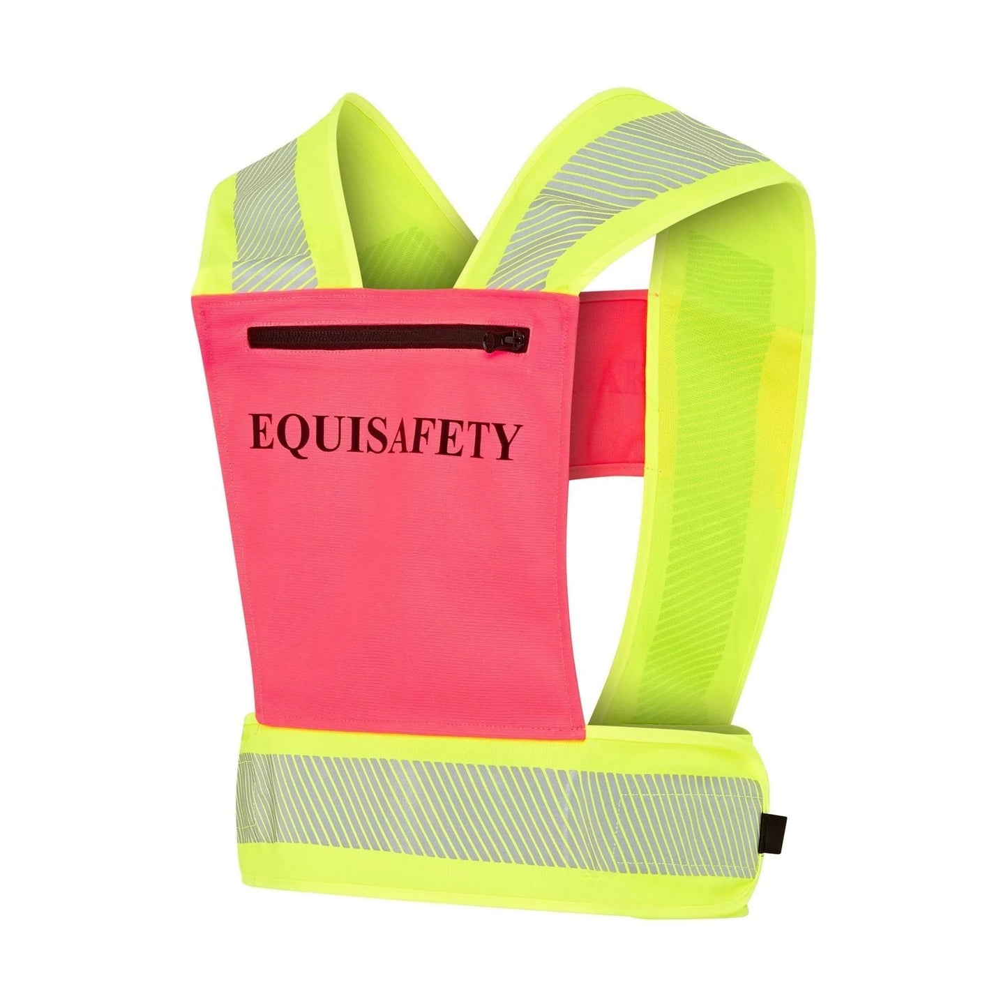 Equisafety Adjustable Reflective Harness with pocket - PINK/YELLOW