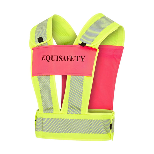 Equisafety Adjustable Reflective Harness with pocket - PINK/YELLOW