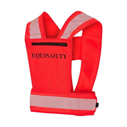 Equisafety Adjustable Reflective Harness with pocket - Red/Orange