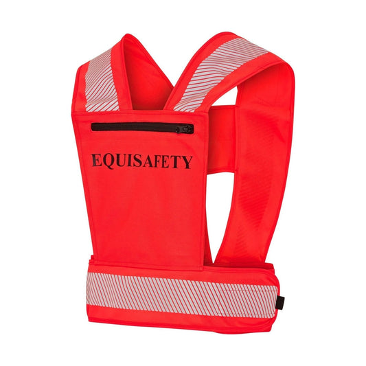 Equisafety Adjustable Reflective Harness with pocket - Red/Orange