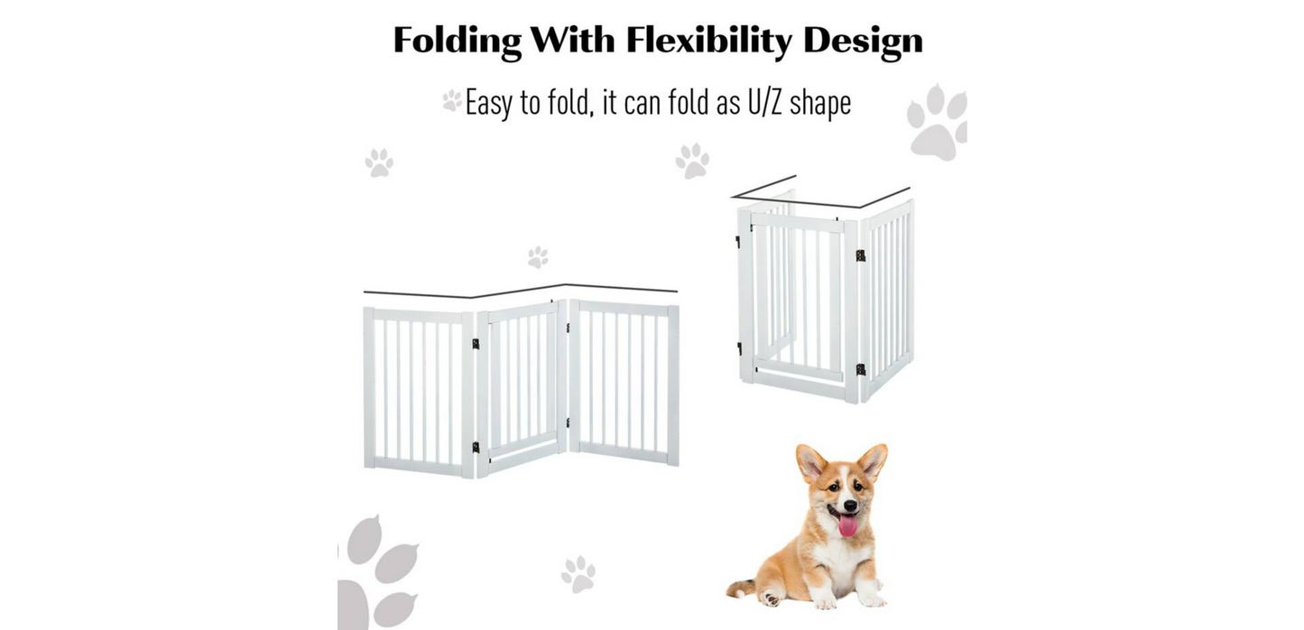 PawHut Expandable/Foldable Pet Gate D06-047WT 760 x 1550 x 18 mm White