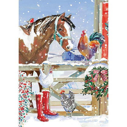 Christmas Cards: Ling Design (box of 24) Festive Farmyard