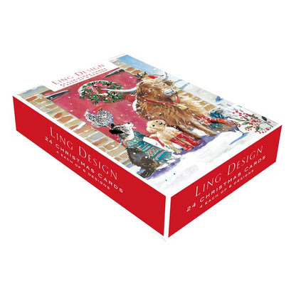 Christmas Cards: Ling Design (box of 24) Festive Farmyard