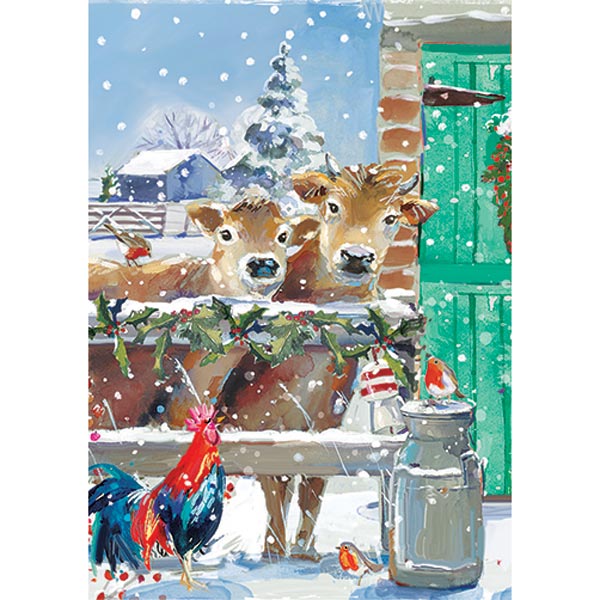 Christmas Cards: Ling Design (box of 24) Festive Farmyard
