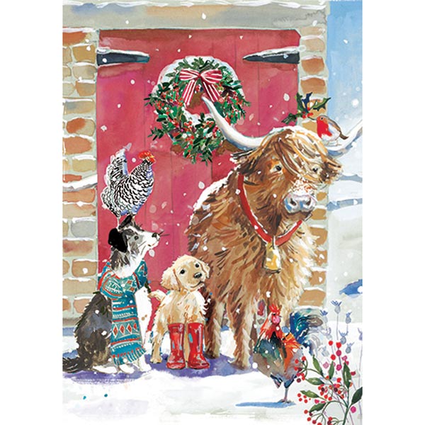 Christmas Cards: Ling Design (box of 24) Festive Farmyard