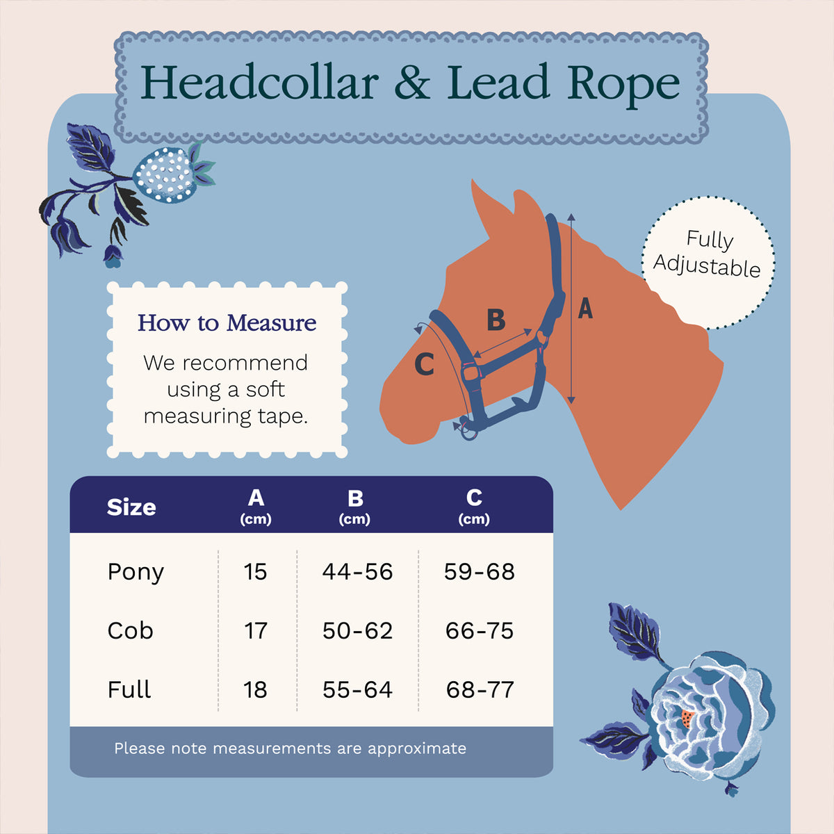 Cath Kidston Headcollar Rope Set: Blue Strawberry