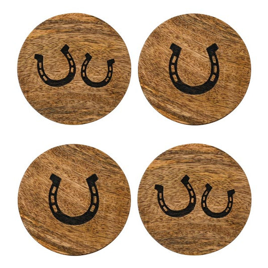 Mango Wood Horseshoe Coasters (x4)
